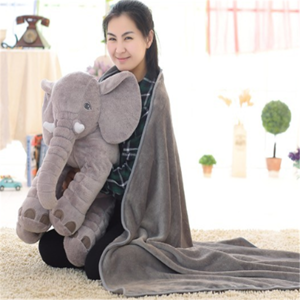 Large Gray stuffed elephant with a matching blanket