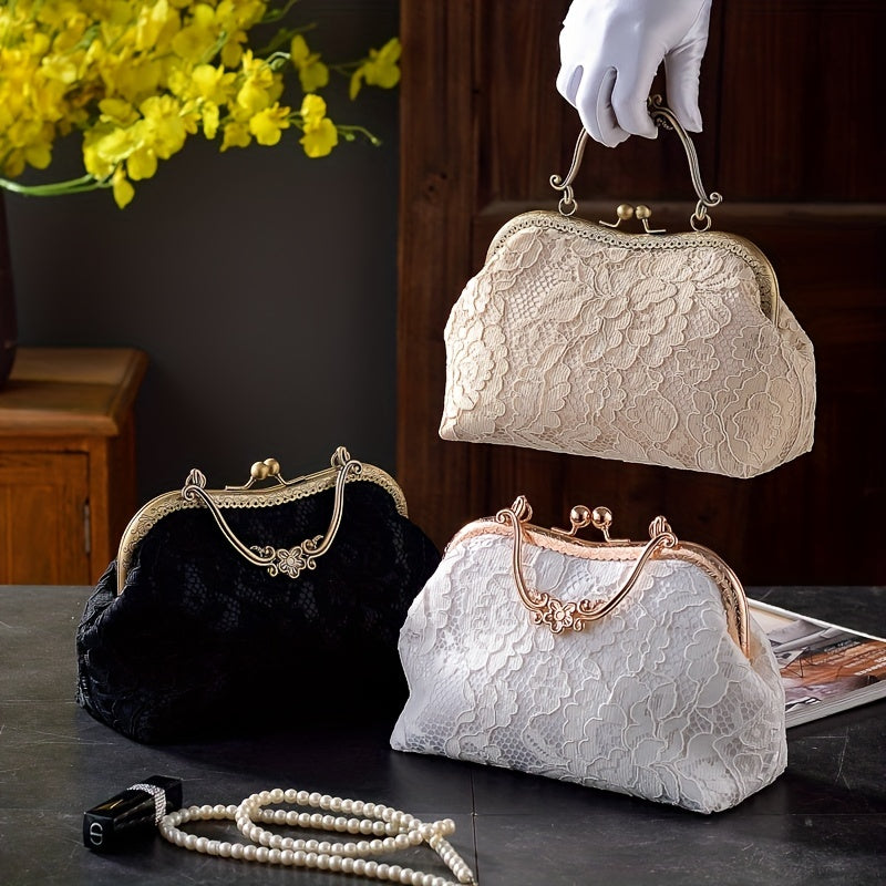 Small Floral Lace Clutch Bag
