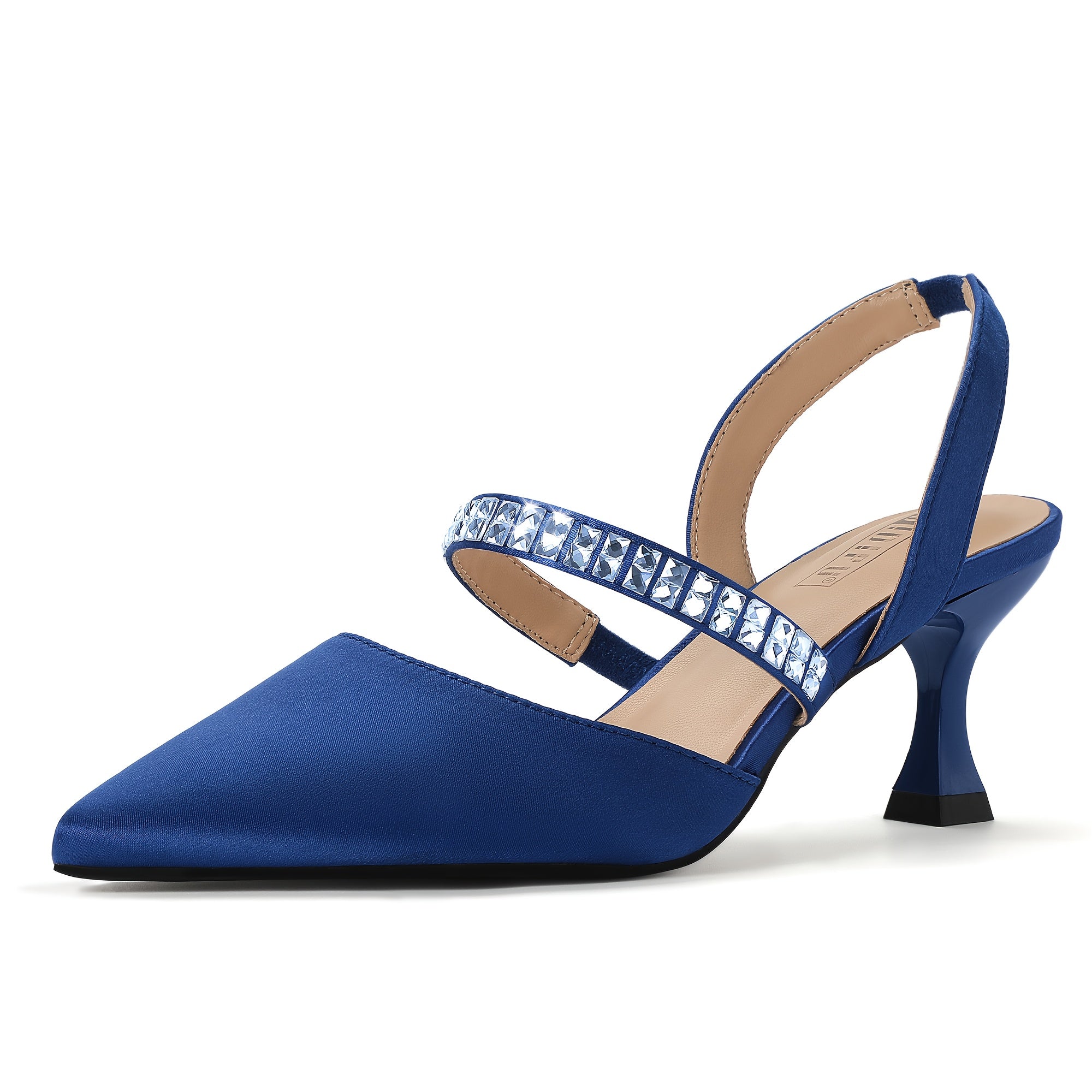 Elegant Rhinestone-Embellished Pointed Toe Half Heel Strappy Shoes