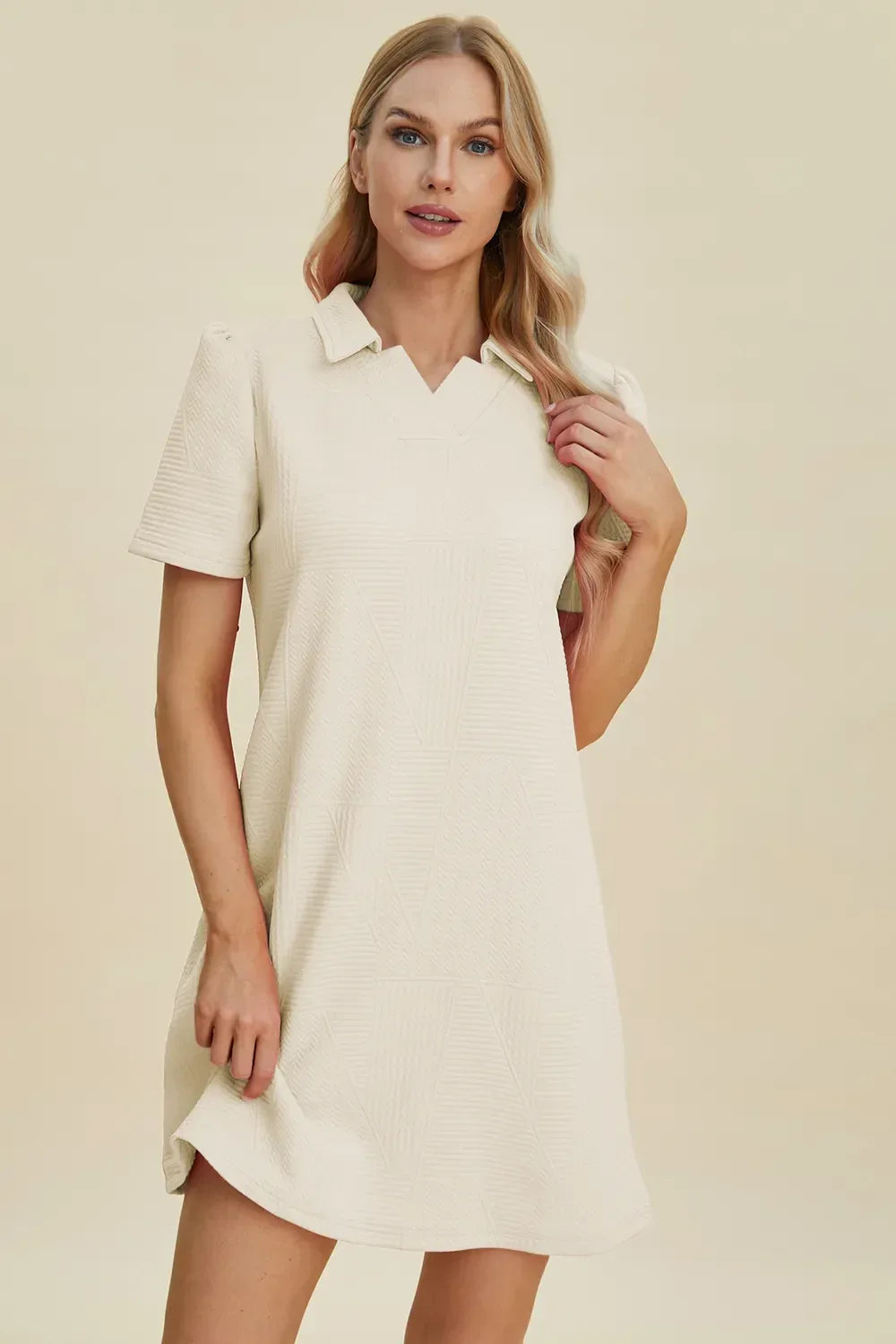 Texture Short Sleeve Polo Dress Bazarre Mart Polo Dress