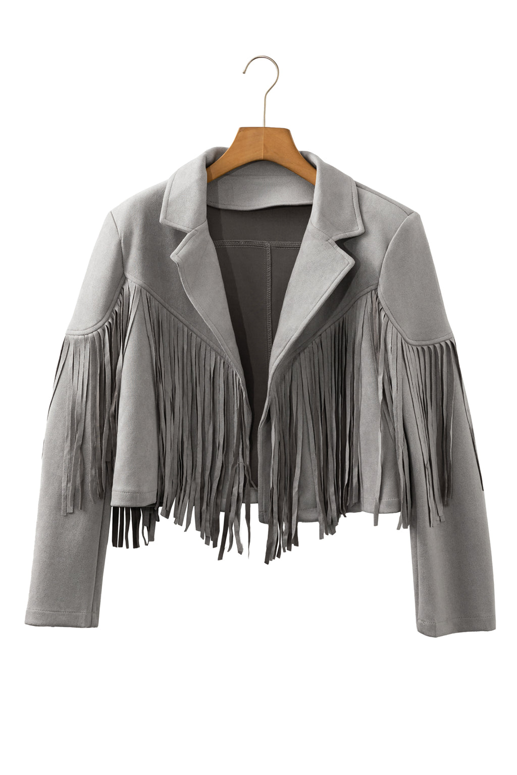 Cropped Fringed Faux Suede Jacket Bazaarre Mart Outerwear/Jackets