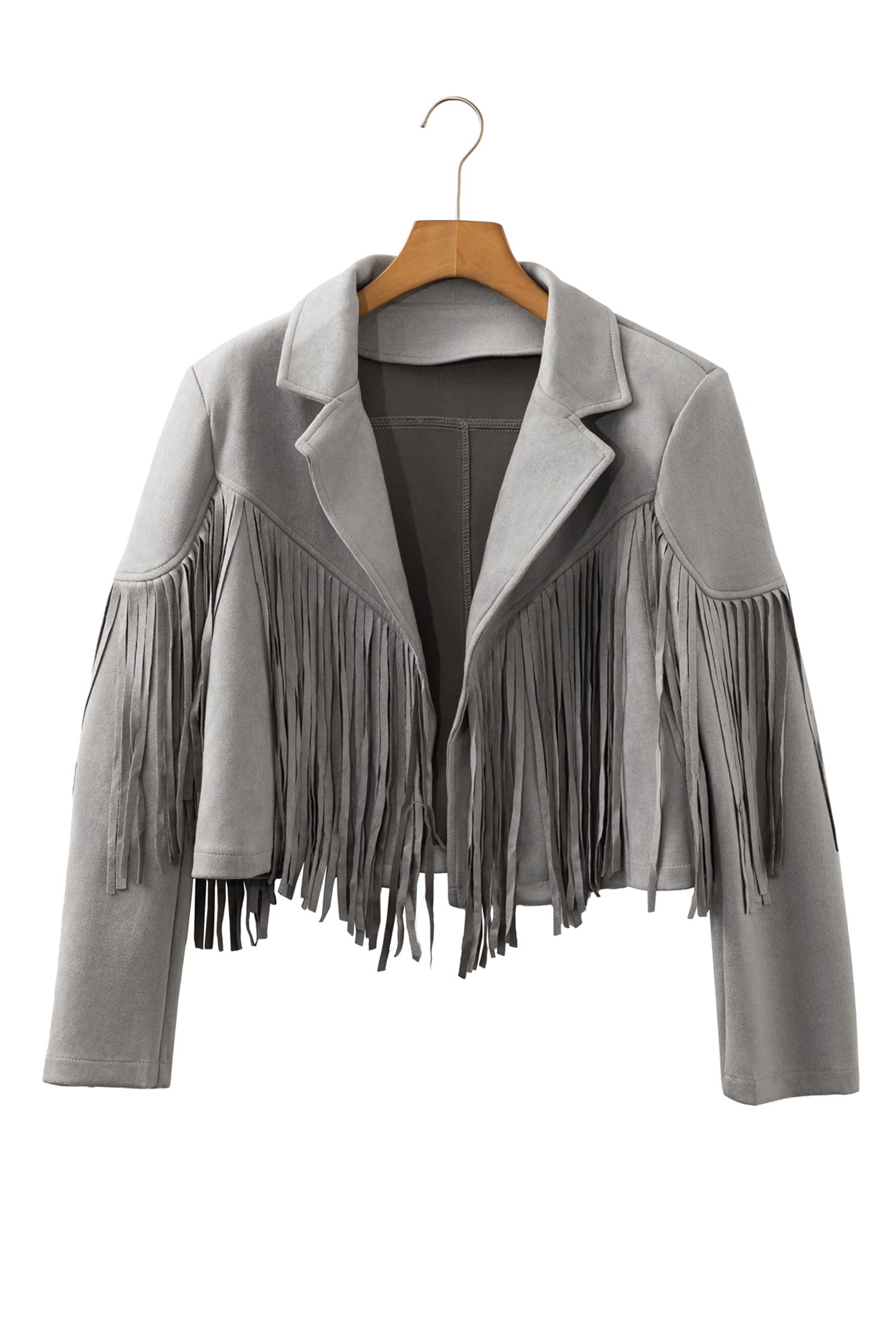 Cropped Fringed Faux Suede Jacket Bazaarre Mart Outerwear/Jackets