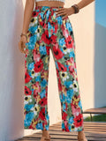 Perfee Tied Printed Wide Leg Pants Multicolor Bazarre Mart Floral Pantd
