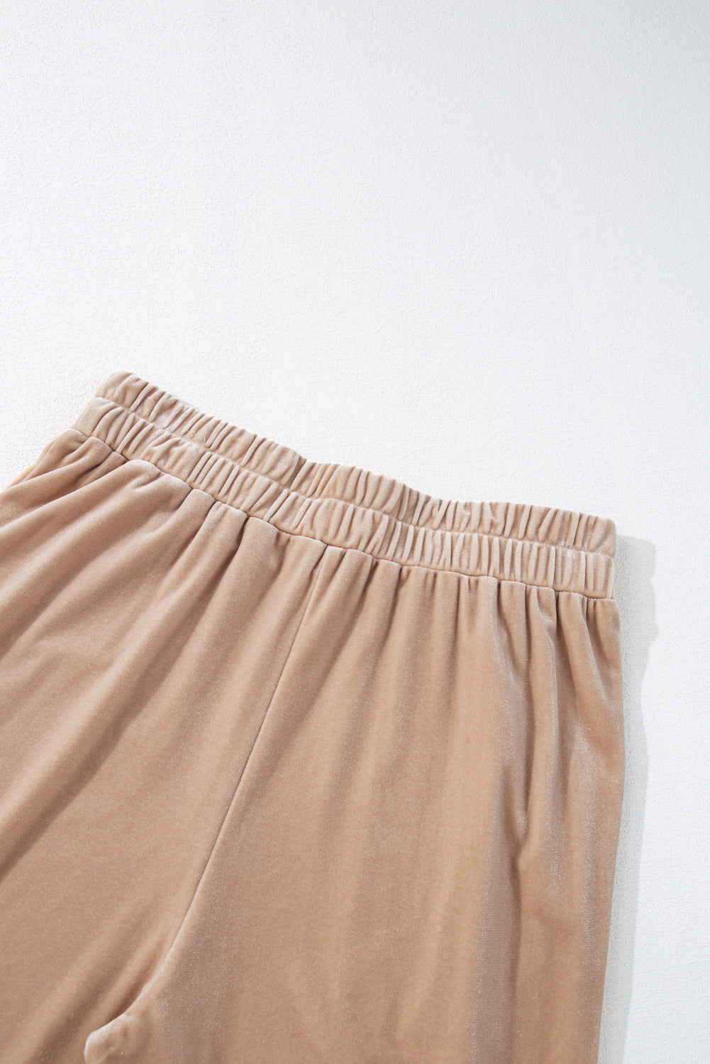 Beige Velvet Zipped Top and Joggers Two Piece Set