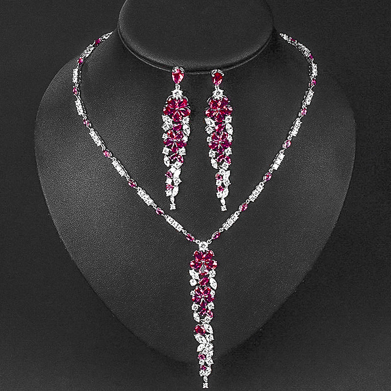 Dazzling Floral Cascade Necklace & Earring Set