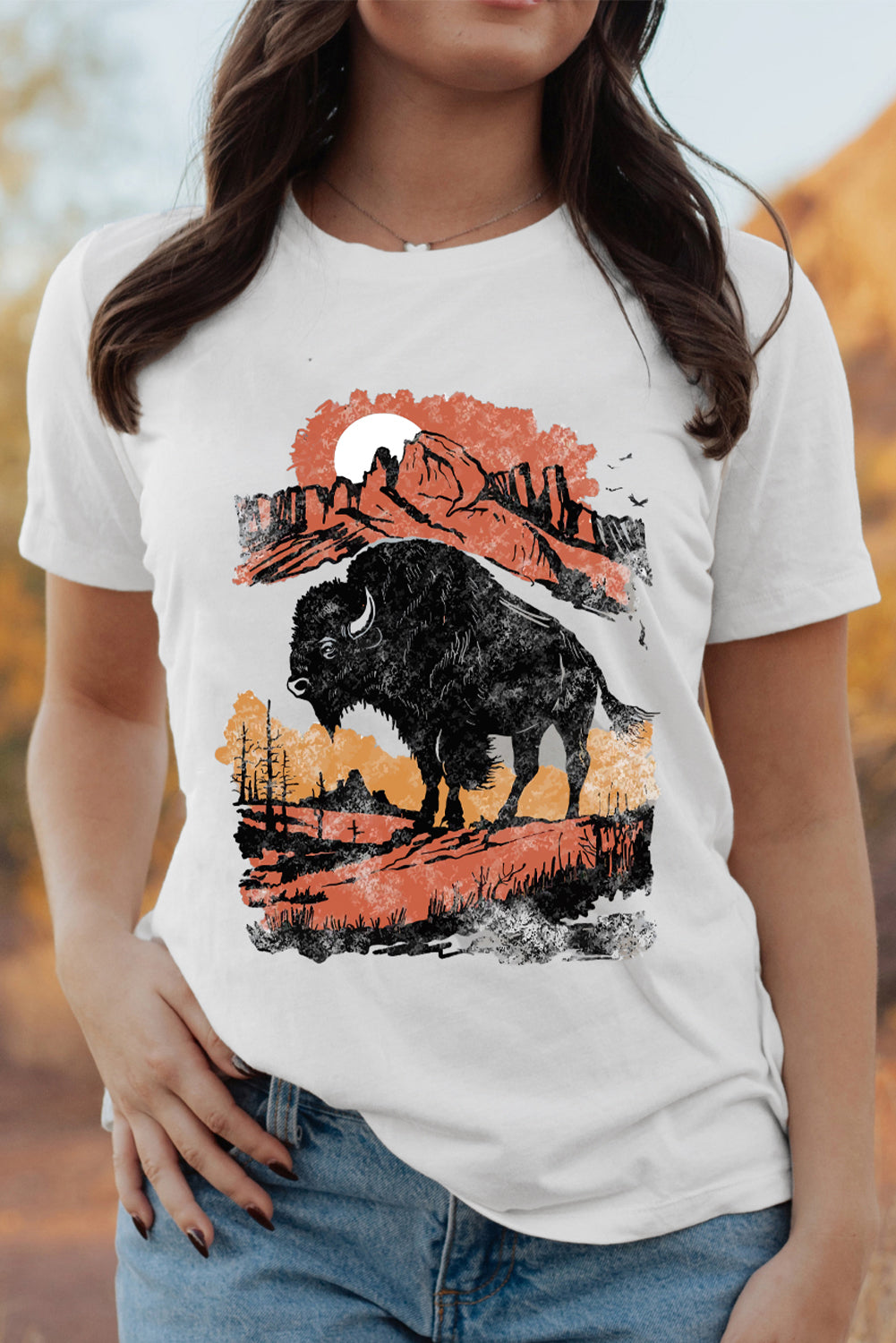 Retro Western Buffalo On Plains Tee