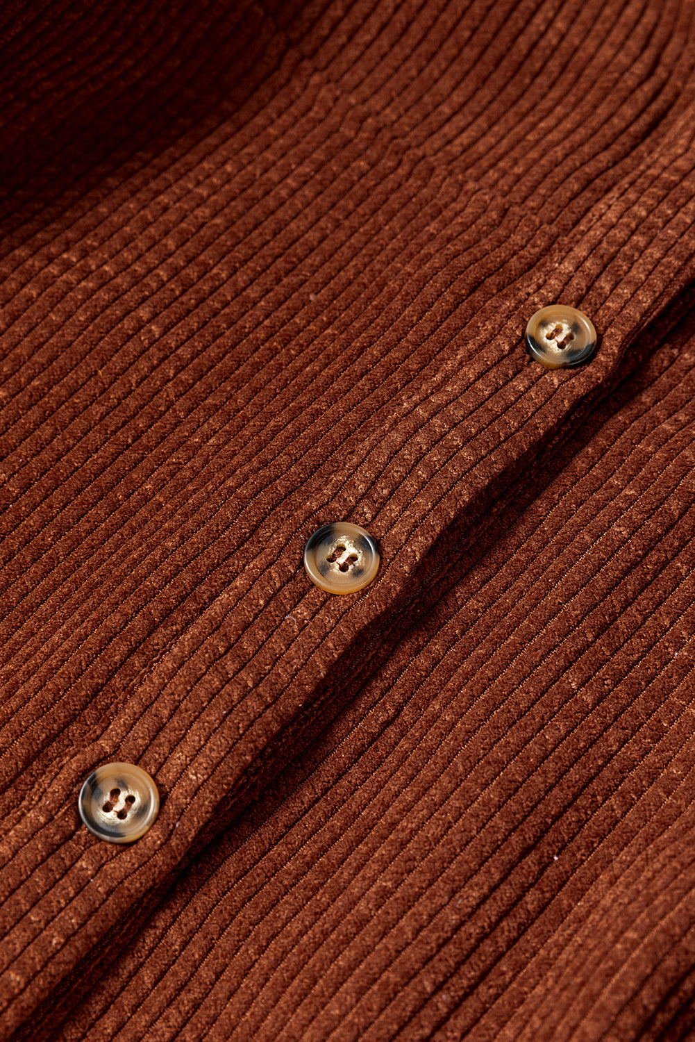 Coffee Corduroy Puff Sleeve Shacket