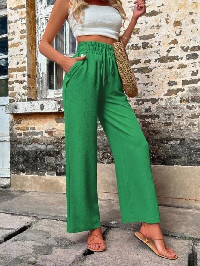 Casual Drawstring High Waist Slacks