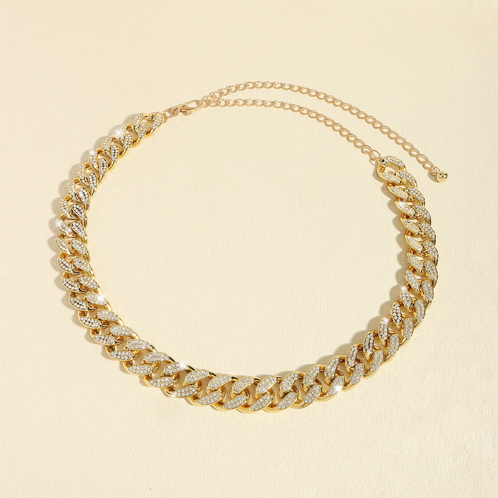 Wide Rhinestone Chain Belt