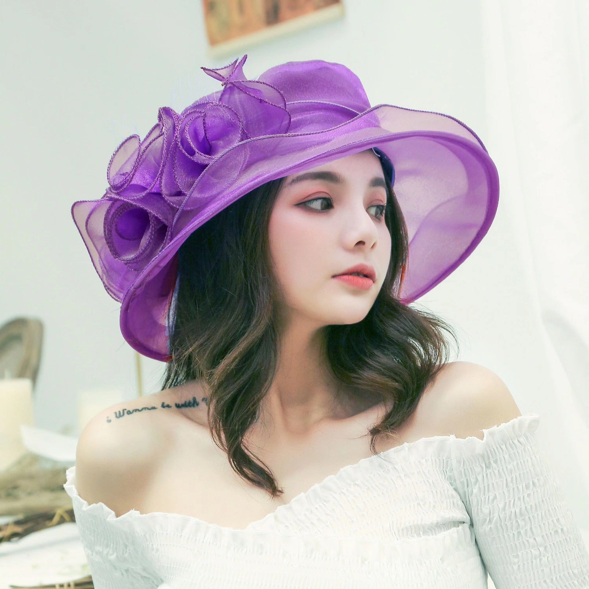 Fancy Mesh Floral Bowler Hat