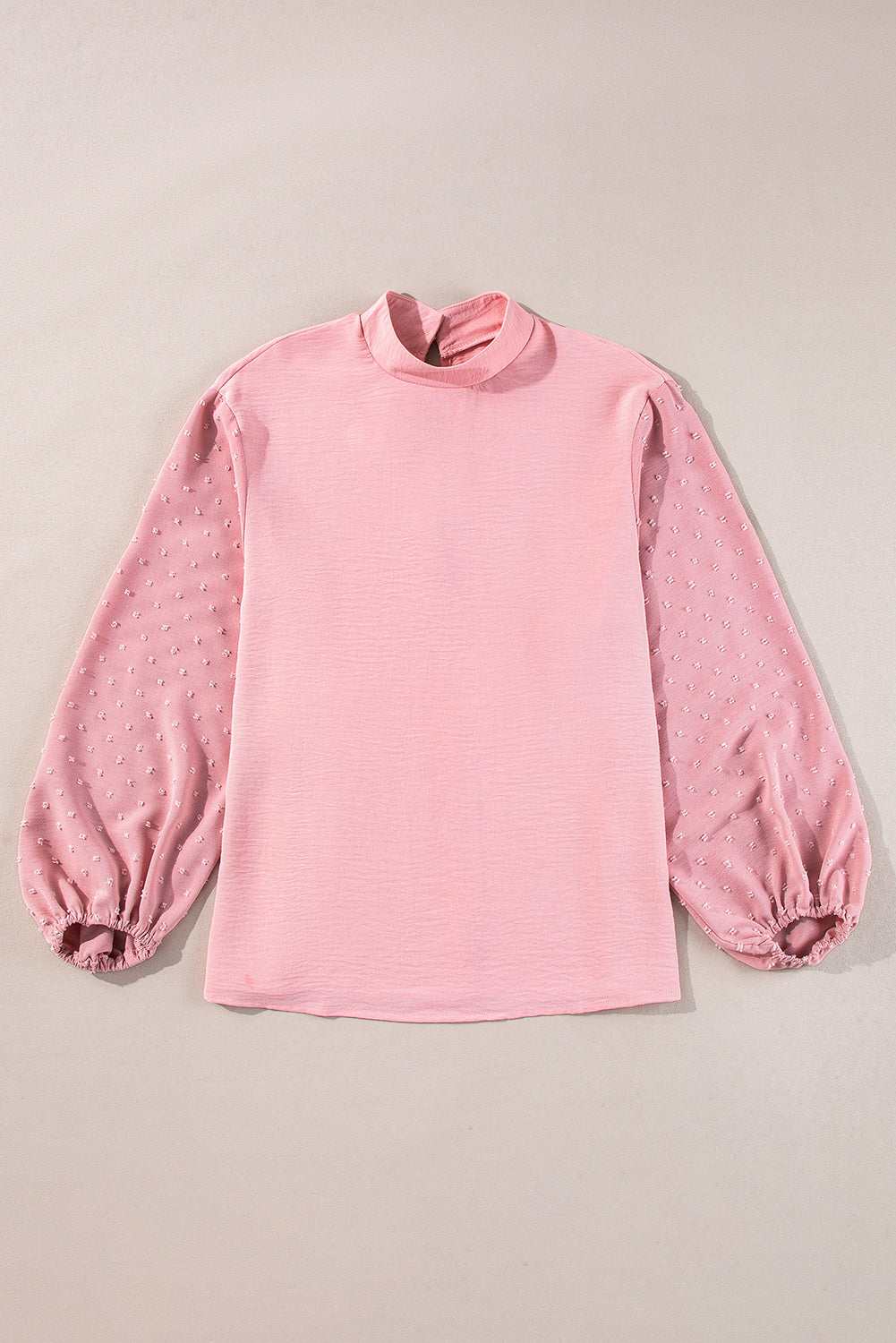 Pink Swiss Dot Balloon Sleeve Blouse