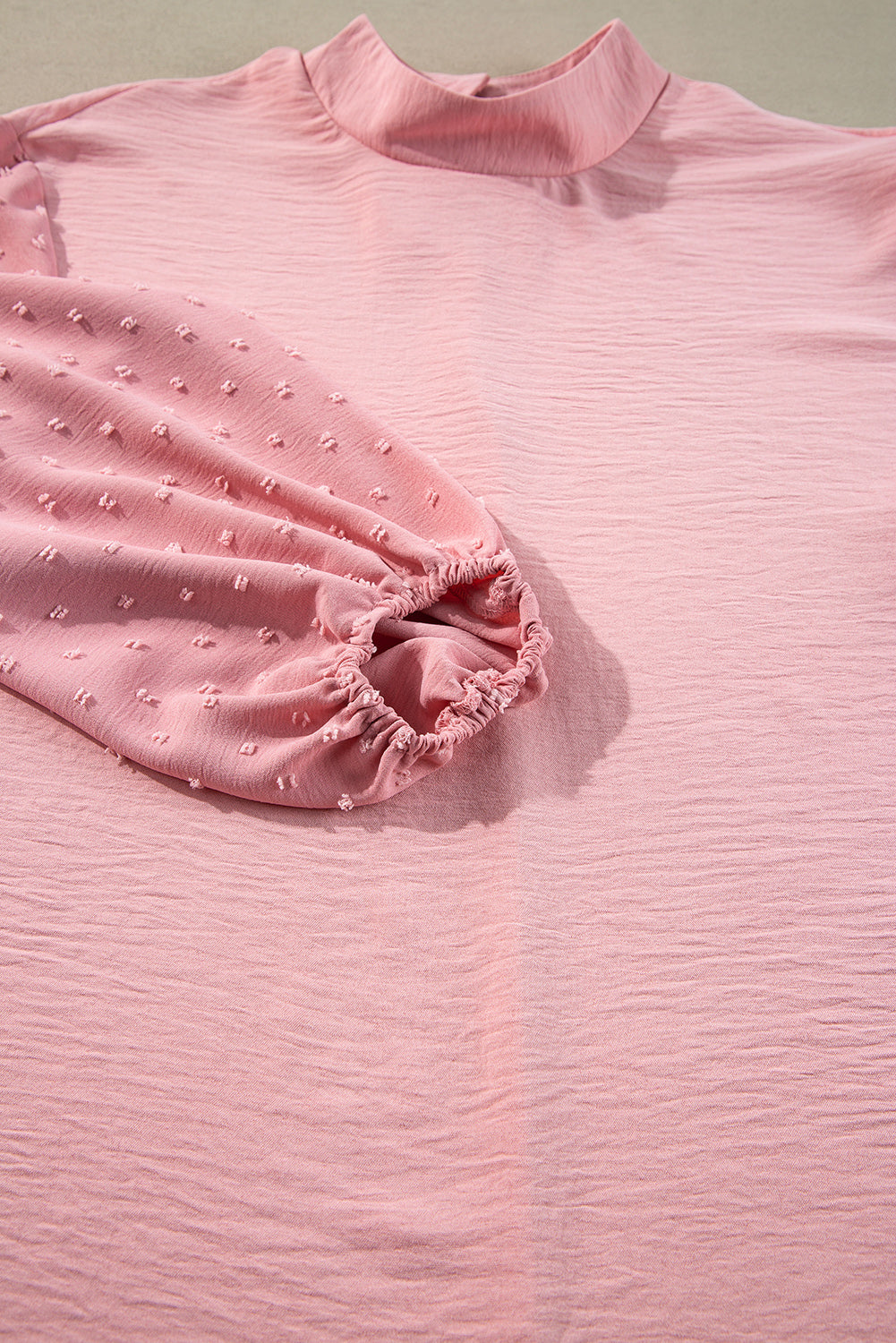Pink Swiss Dot Balloon Sleeve Blouse