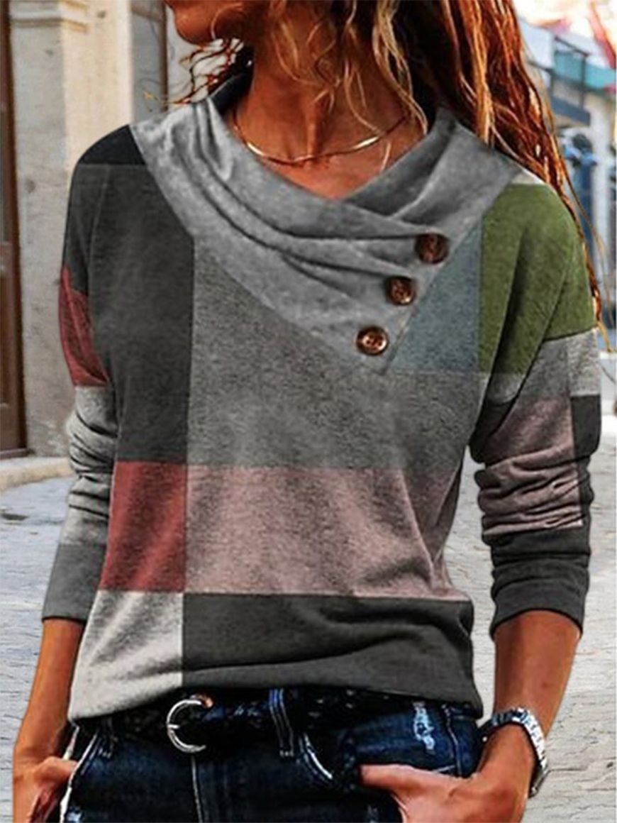 Geo V-Neck Pullover Winter Top