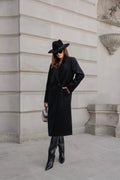 Classic Mid-length Woolen Top Coat Black Bazaare Mart Wool Dress Coats
