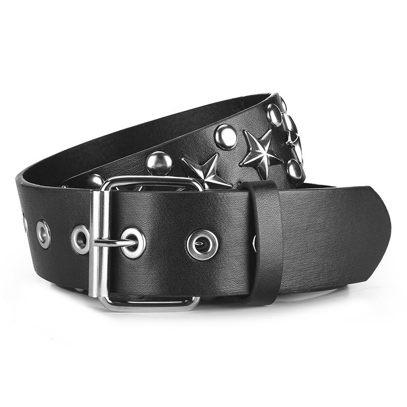 Star Embellished Black PU Belt