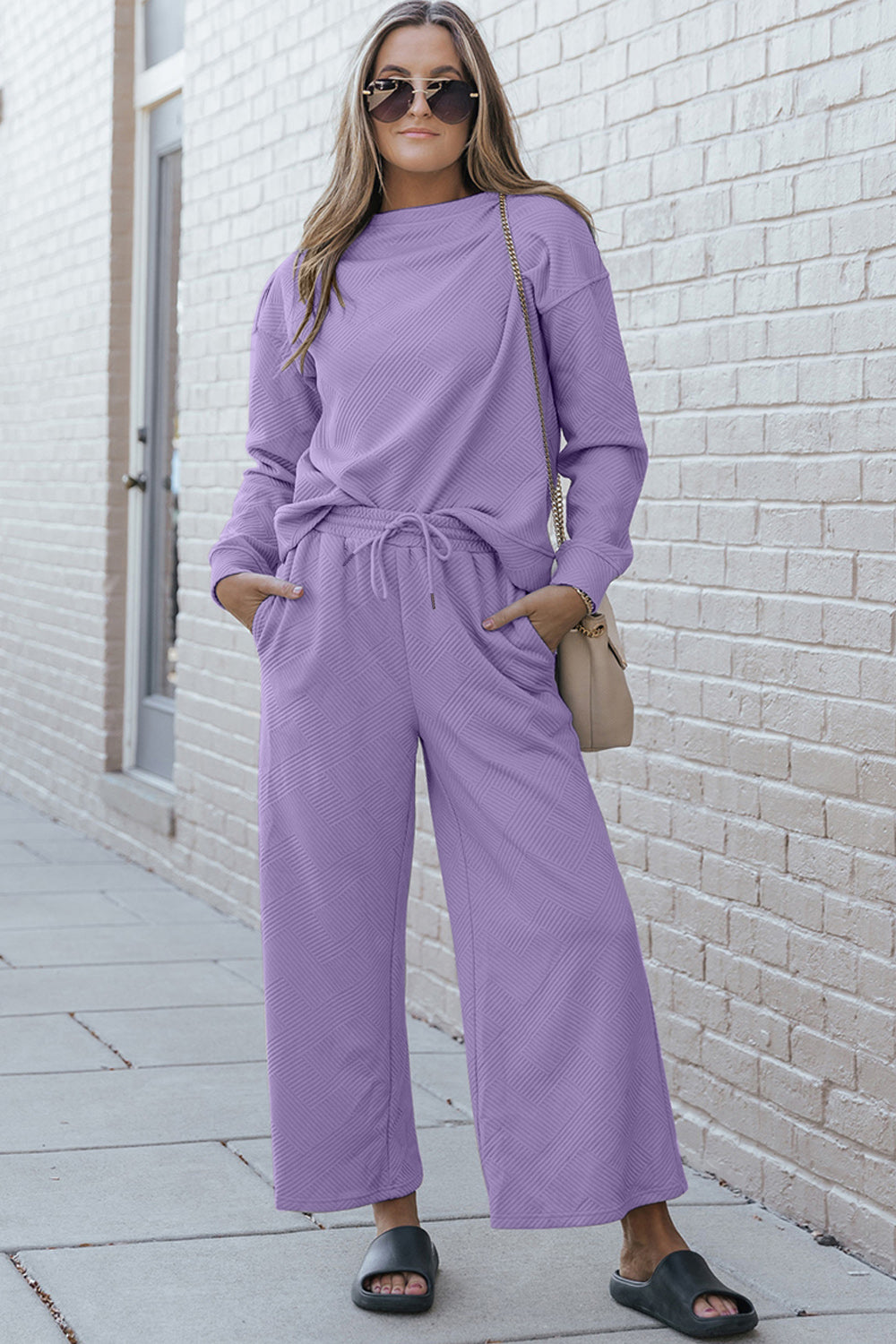 Wide Leg Sweat Pants Set