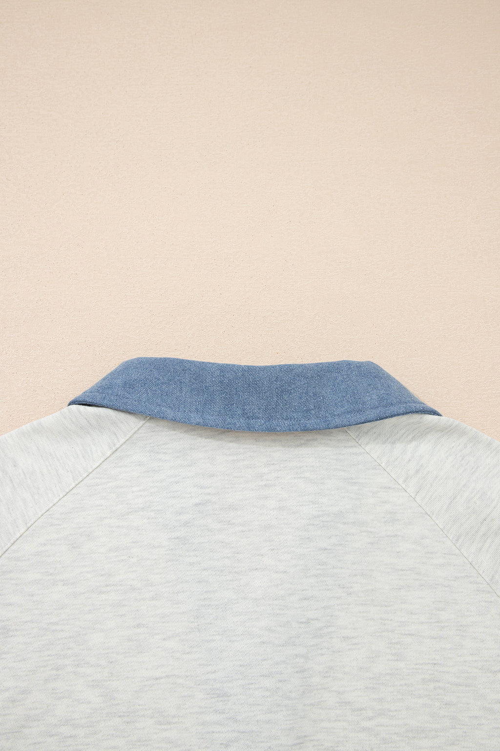 Two-Tone Denim Long Sleeve Polo Shirt Shewin Long Sleeve Tops