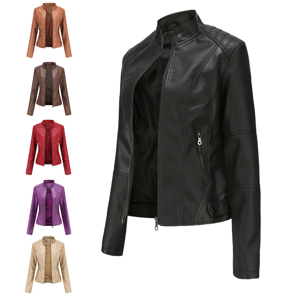 Ladies Biker Faux Leather Jacket