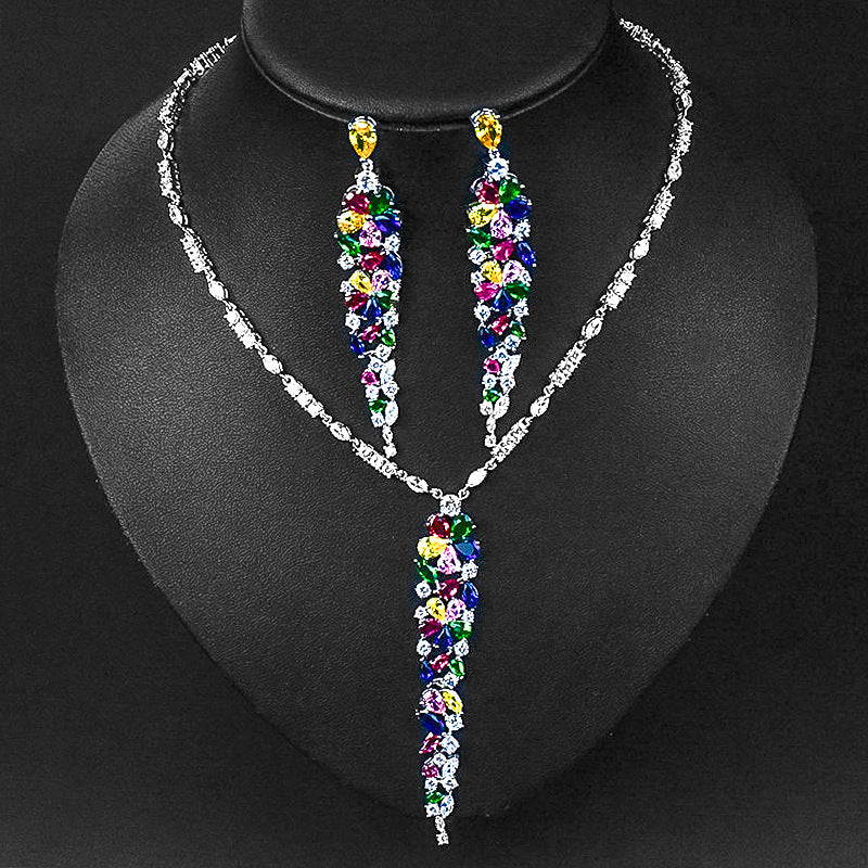 Dazzling Floral Cascade Necklace & Earring Set