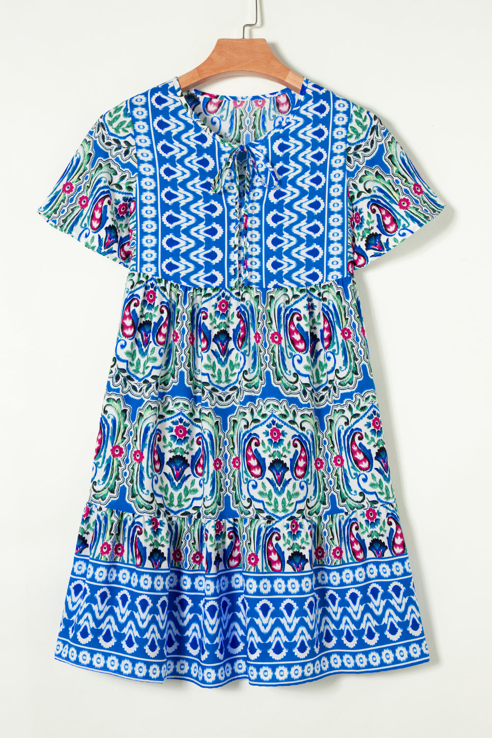 Sky Blue Bohemian Print Dress