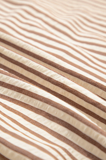 Khaki Stripe Leopard Trim Shirt Dress Bazaare Mart Dresses/Mini Dresses