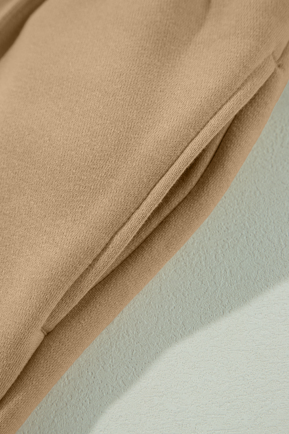 Khaki Exposed Seam Drawstring High Waist Wide Leg Pants