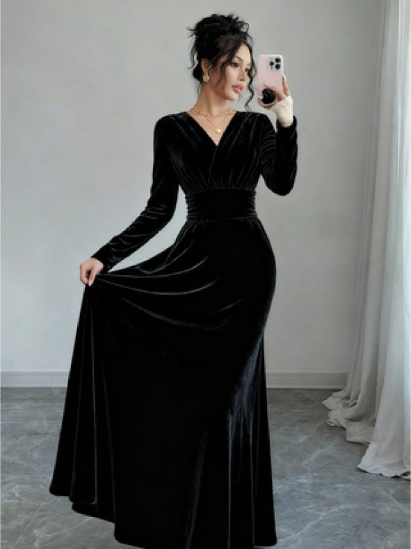 Black Velvet Evening Gown