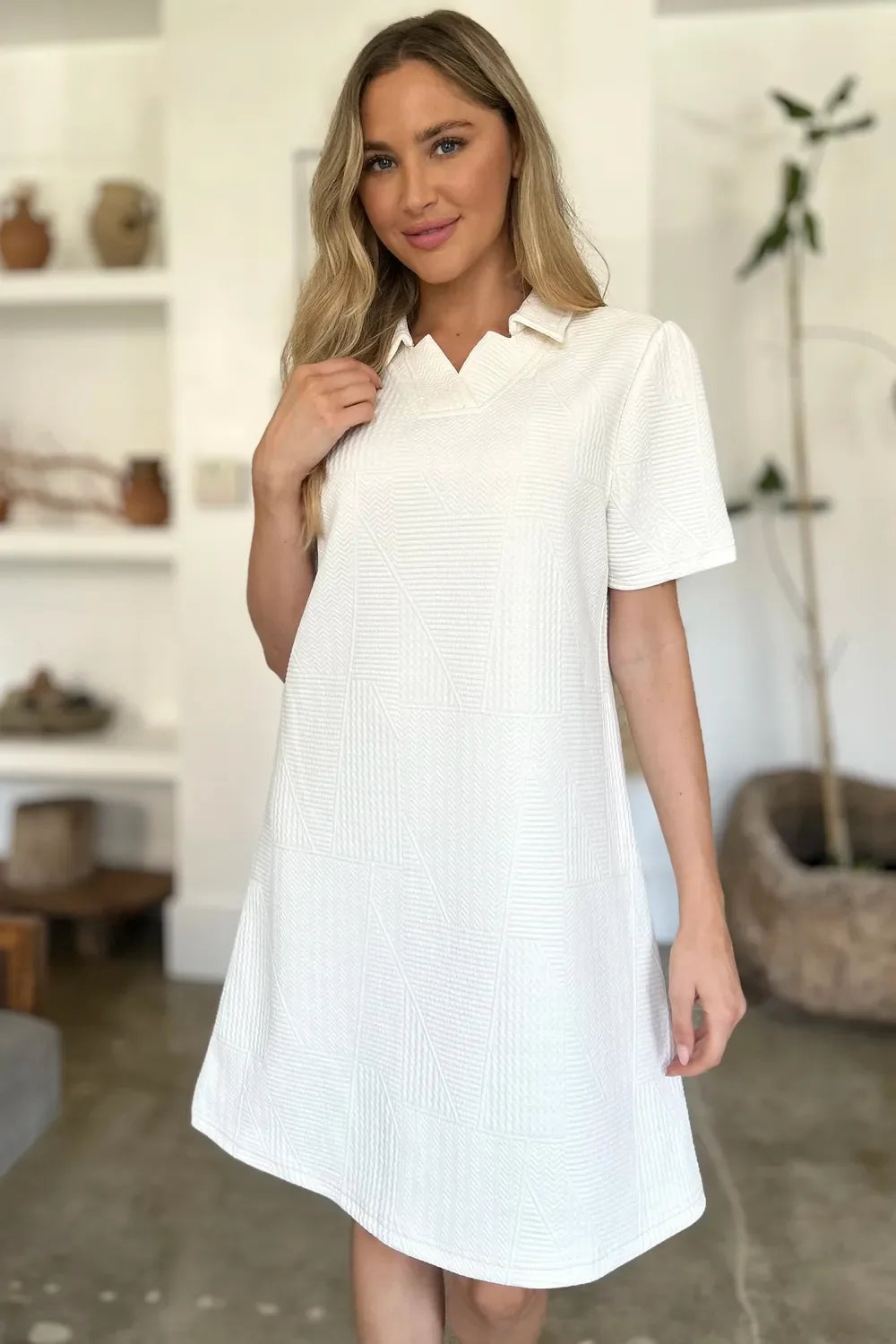 Texture Short Sleeve Polo Dress Bazarre Mart Polo Dress