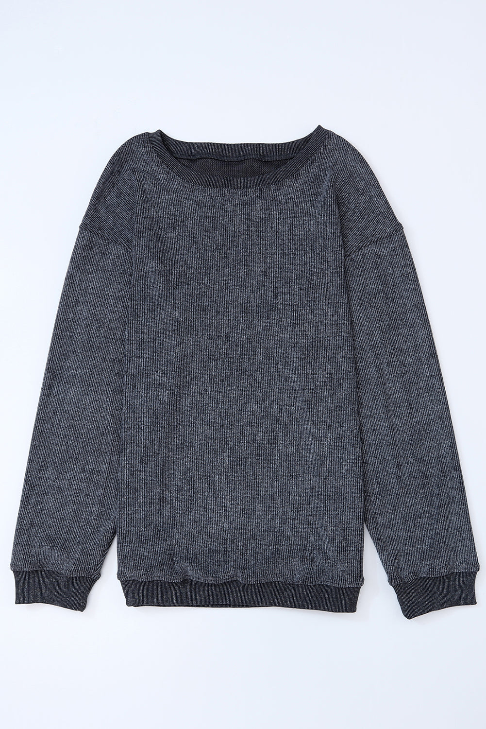 Plain Corded Crew Neck Sweatshirt