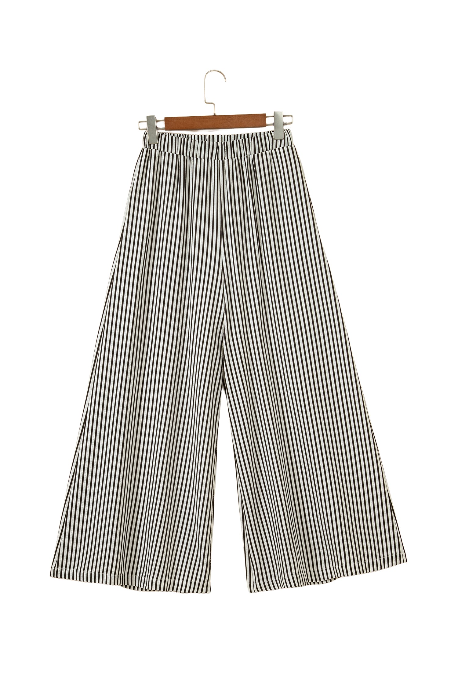 Black Stripe Elastic Waist Ultra Wide Leg Pants Dear-Lover Dropshipping Bottoms/Pants & Culotte