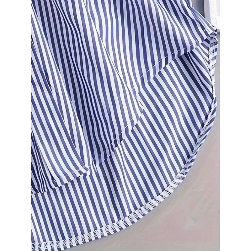 Oversized Long Buttoned Stripe Shirt