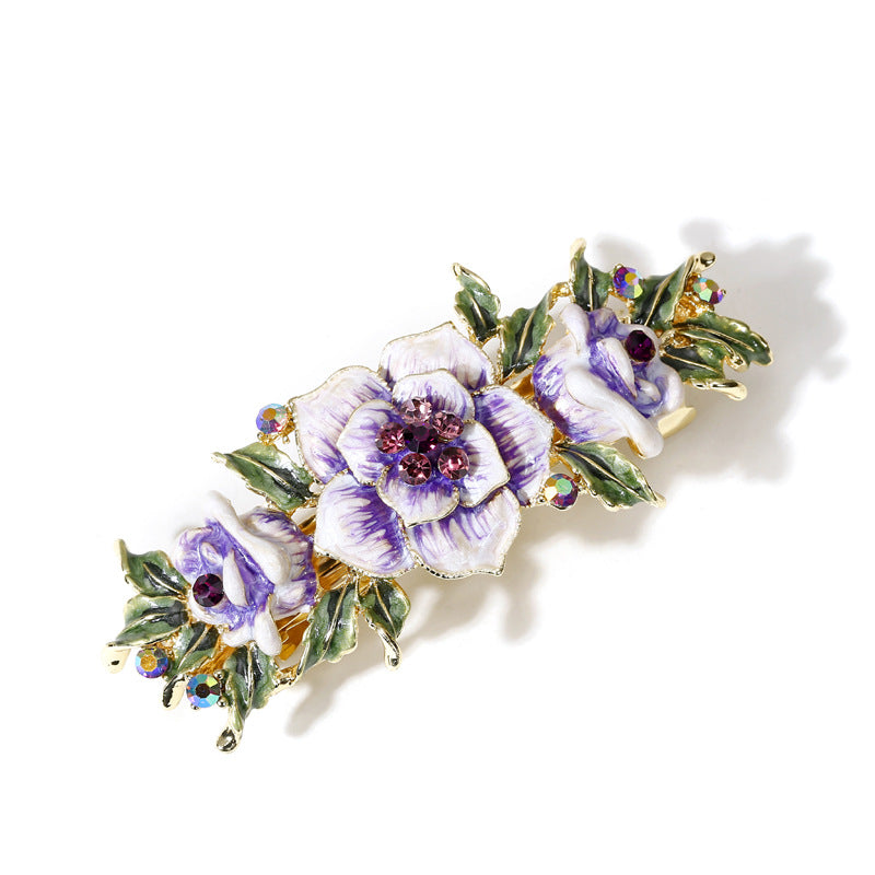 Retro Style Crystal Rhinestone Hair Clip Purple CJ Dropshipping Floral Rhinestone Barette