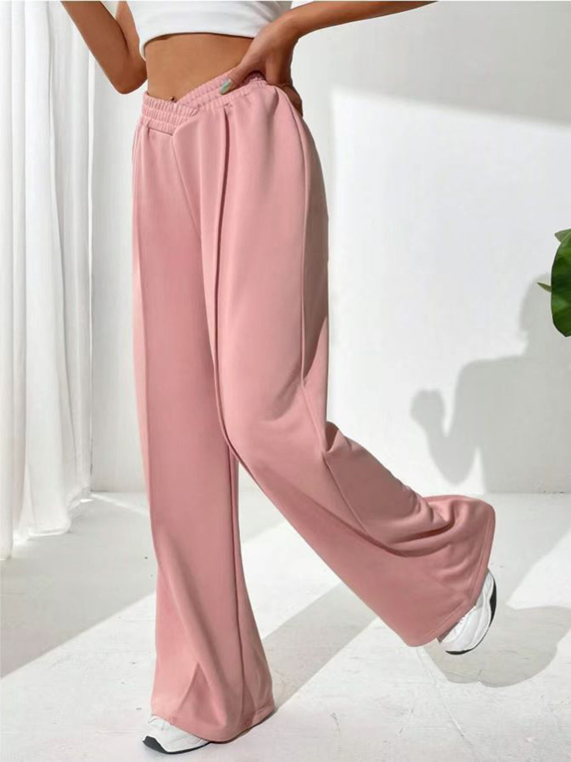 Elastic Waist Wide Leg Sweatpants
