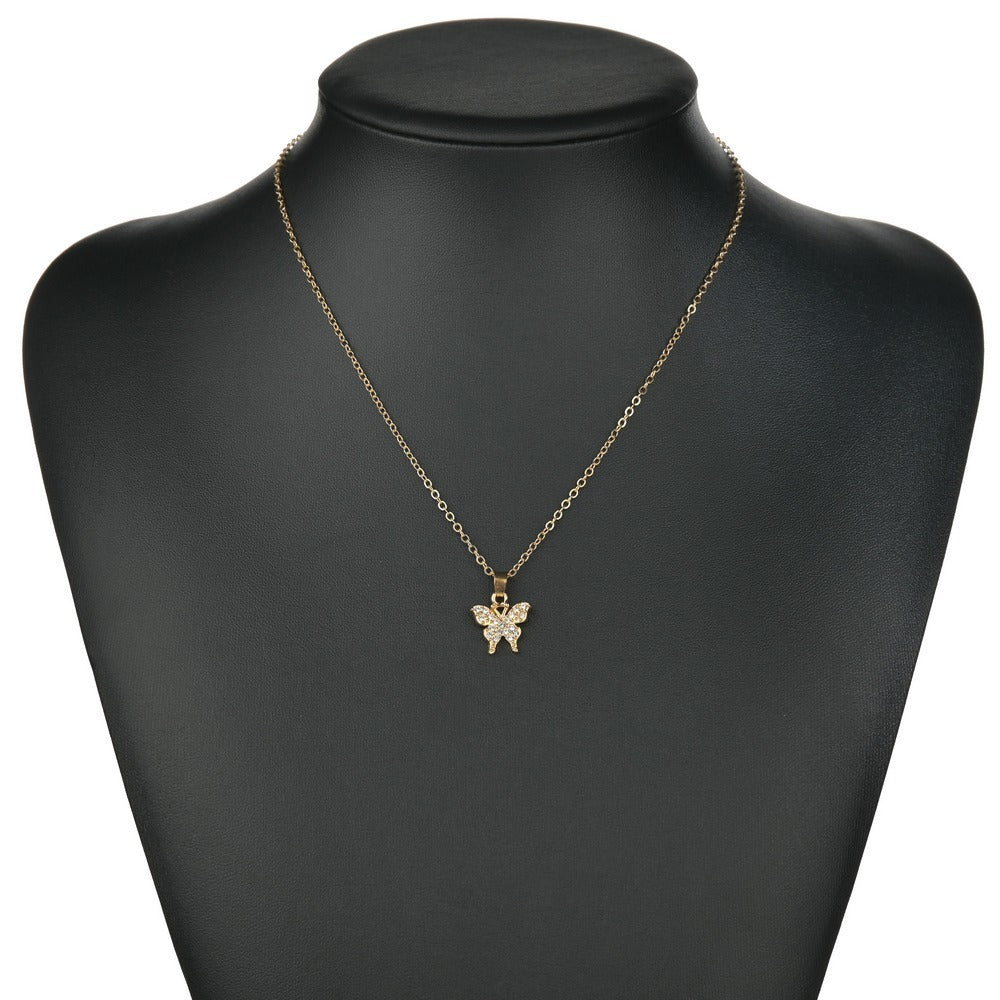 Small Rhinestone Butterfly Necklace