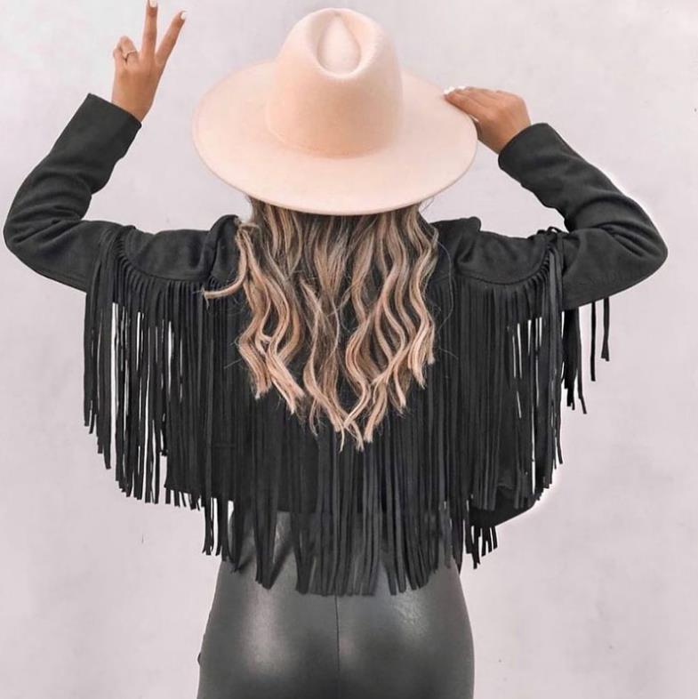 Women's Faux Leather Fringe Jacket