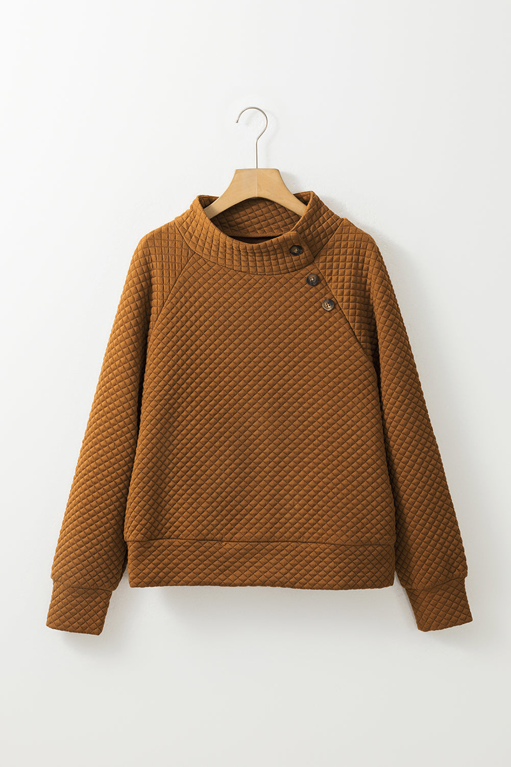 Solid Half Zipper Quilted Pullover Sweatshirt