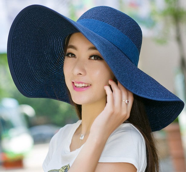 Large Floppy Folding Navy Beach Hat