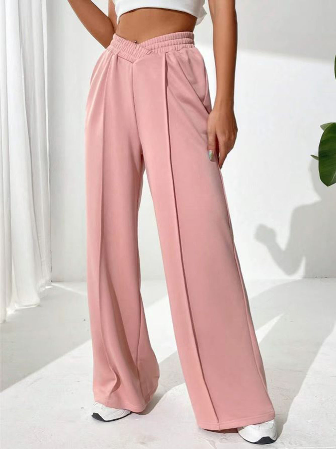 Elastic Waist Wide Leg Sweatpants