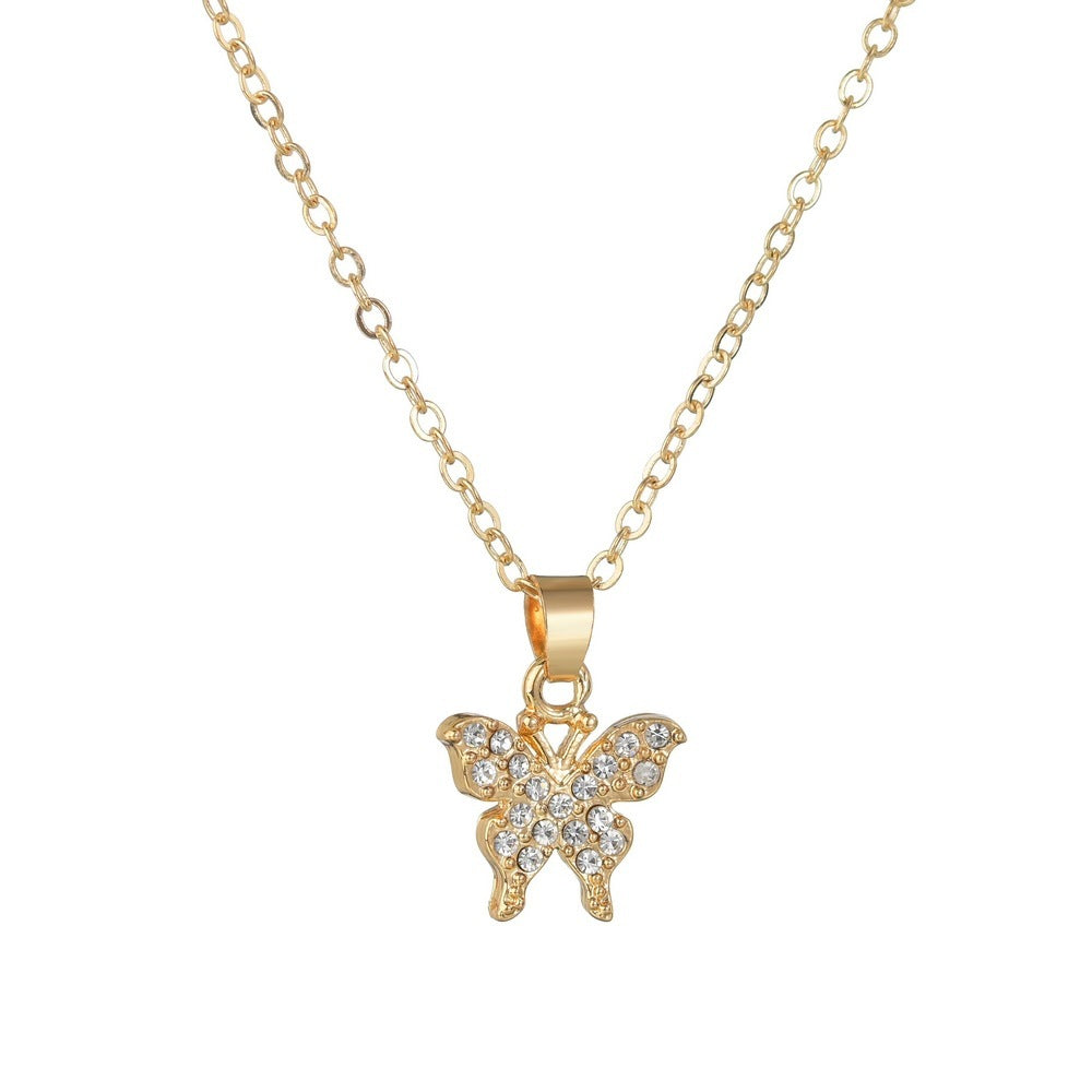 Small Rhinestone Butterfly Necklace