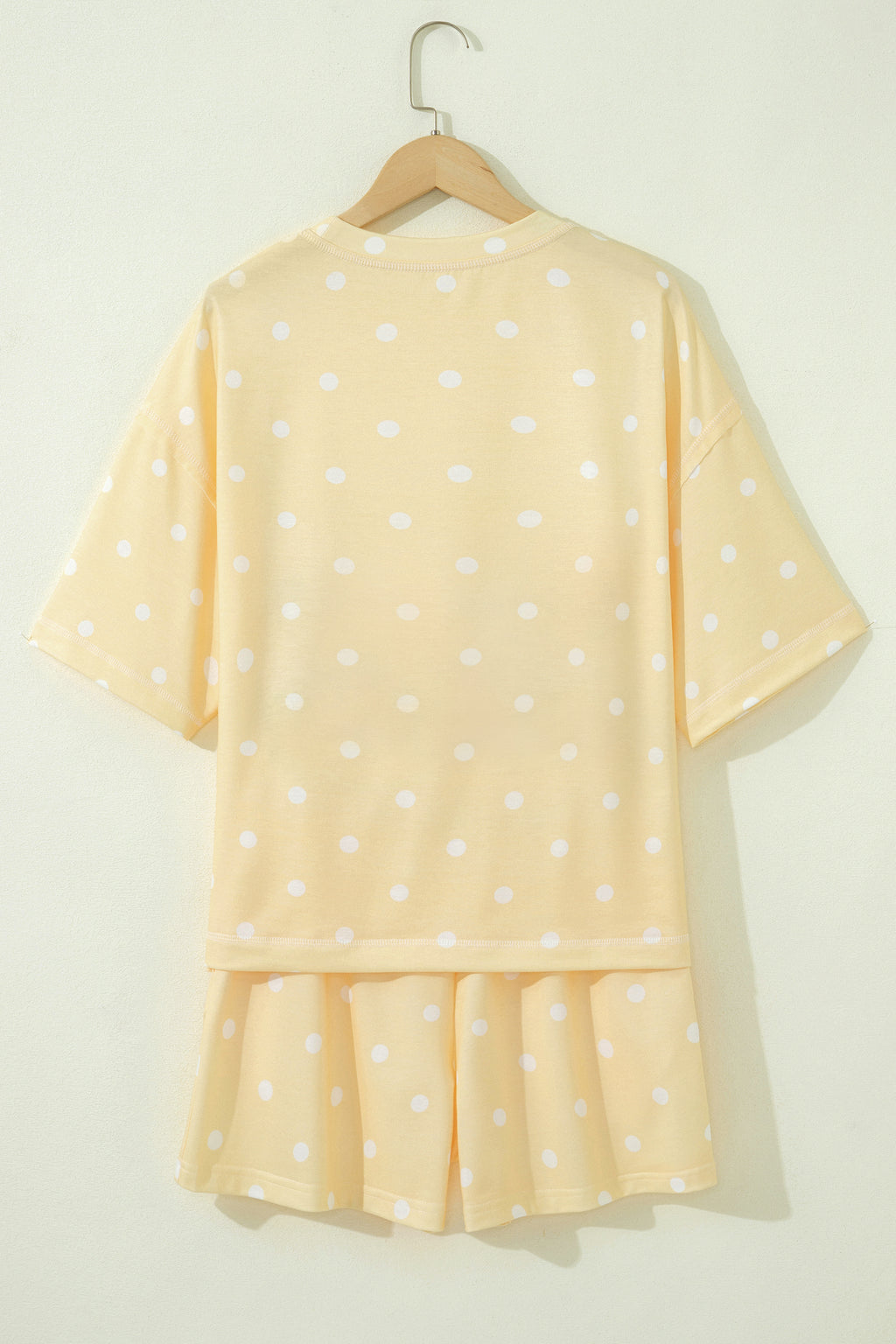 Women’s Polka Dot Shorts Set – Exposed Seam Tee & Drawstring Shorts Outfit Dear-Lover Dropshipping Two Piece Sets/Short Sets