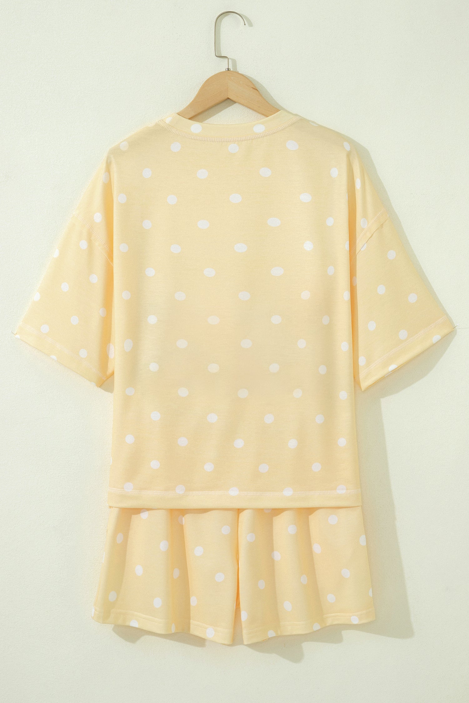 Women’s Polka Dot Shorts Set – Exposed Seam Tee & Drawstring Shorts Outfit Dear-Lover Dropshipping Two Piece Sets/Short Sets
