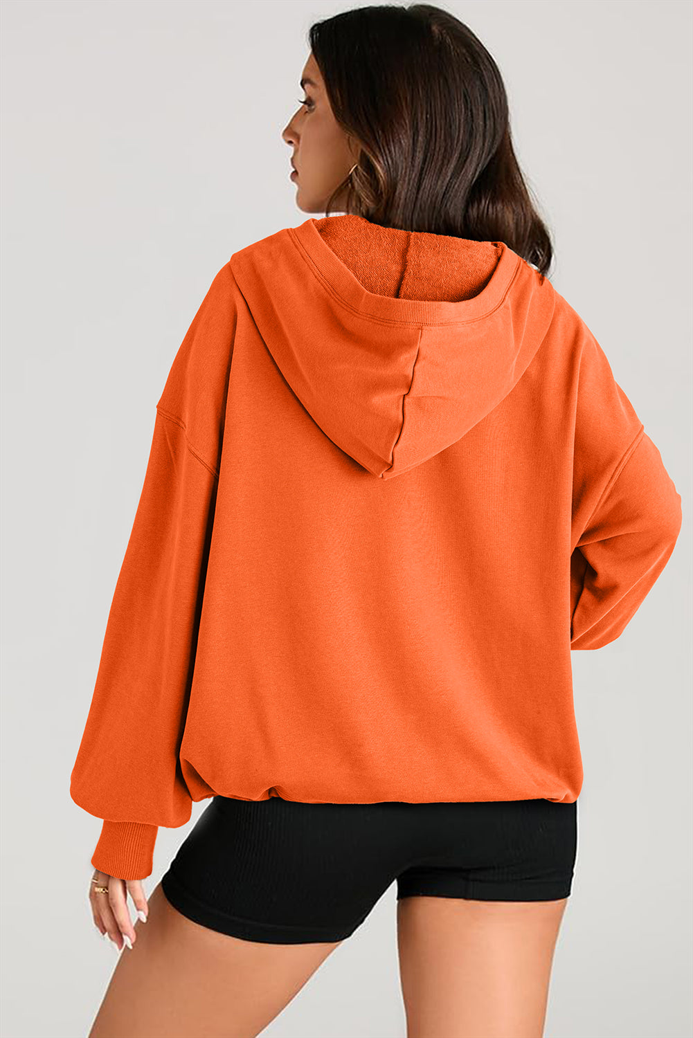 Orange Half Zip Oversized Hoodie