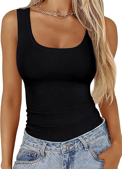 Ribbed Slim-fit Tank Top Black CJ Dropshipping Ribbed Tank Top