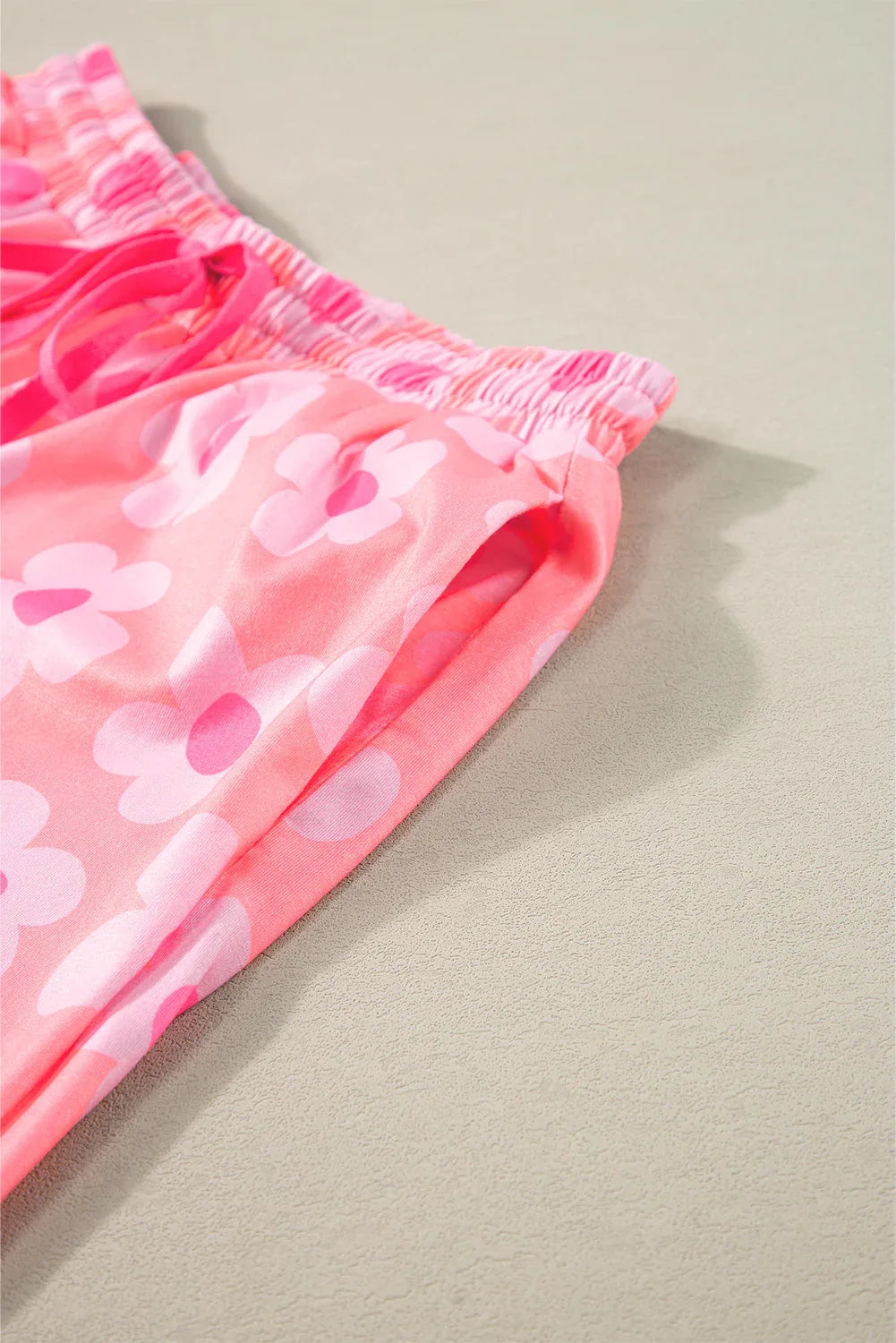 Pink Flower Print Short Sleeve Shirt Pajamas Set Bazaare Mart Loungewear & Sleepwear/Sleepwear