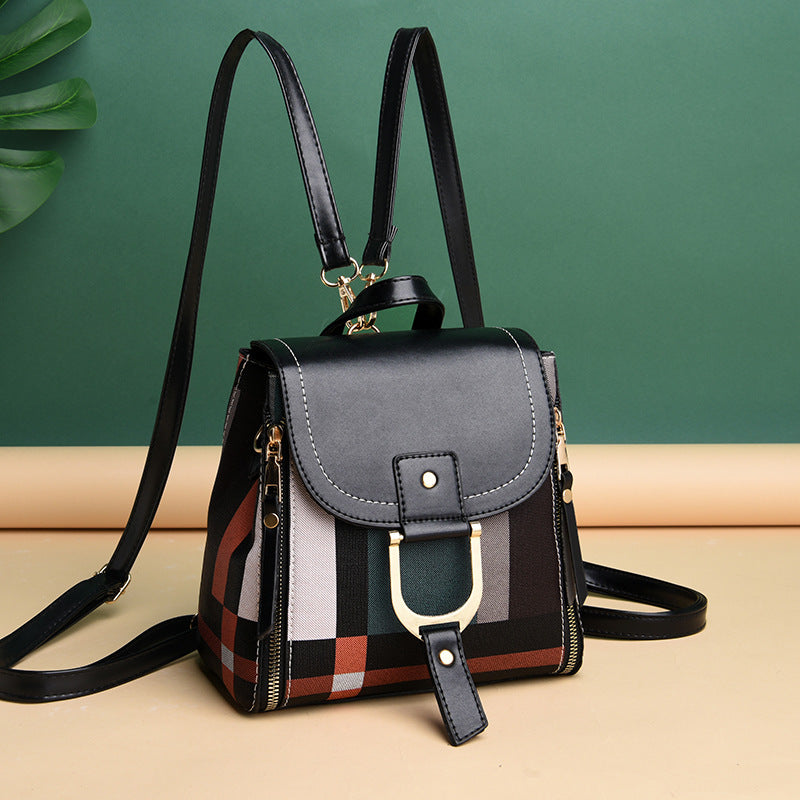 Women Colorblock Grid Backpack