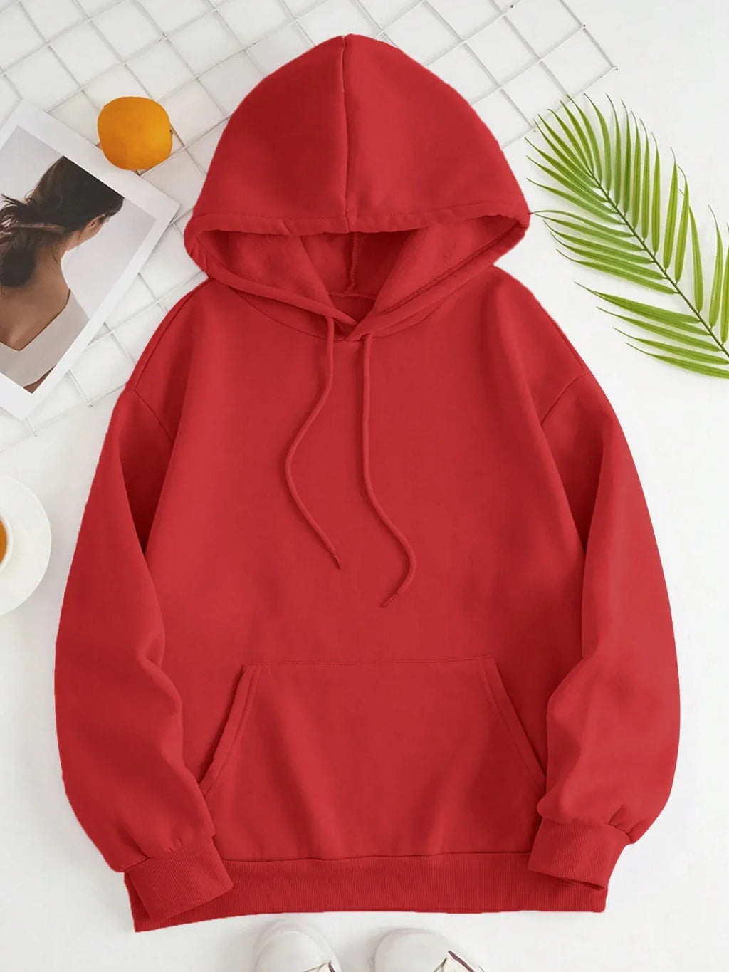 Plain Dropped Shoulder Hoodie Trendsi Drawstring Dropped Shoulder Hoodie