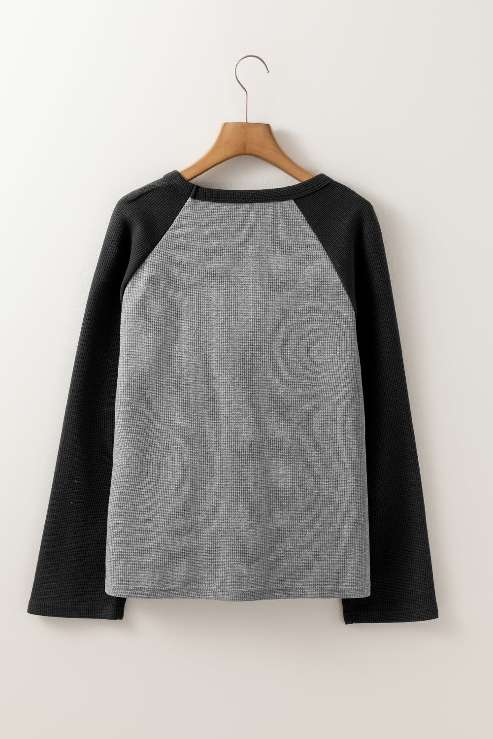 Grey Waffle Knit Colorblock Star Raglan Top