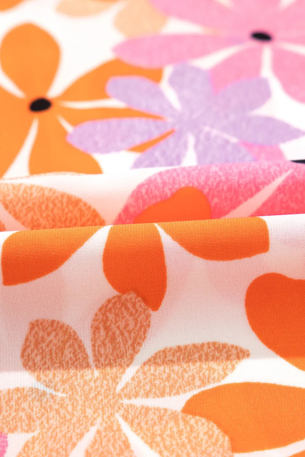 Orange Ruffled Sleeve Smocked Floral Top Bazaare Mart Tops