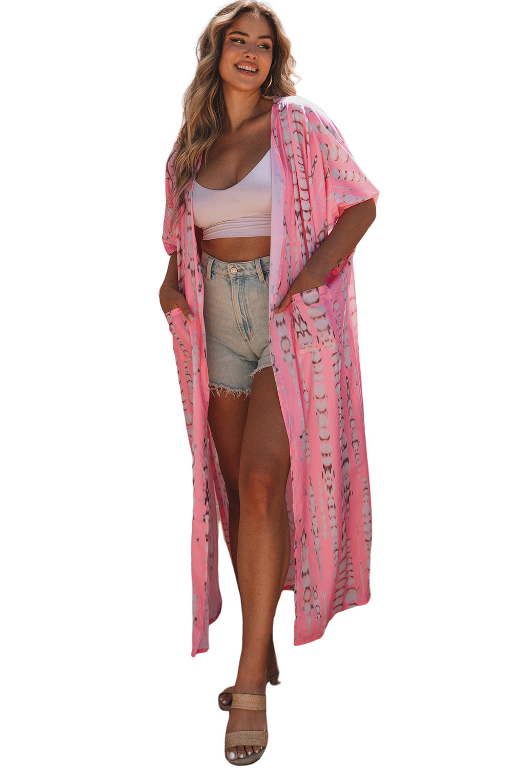 Pink Bohemian Tie Dye Kimono