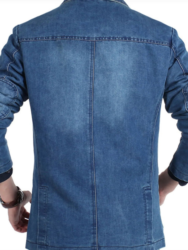 Men's Single-Breasted Denim Blazer Bazaare Mart Denim Jacket
